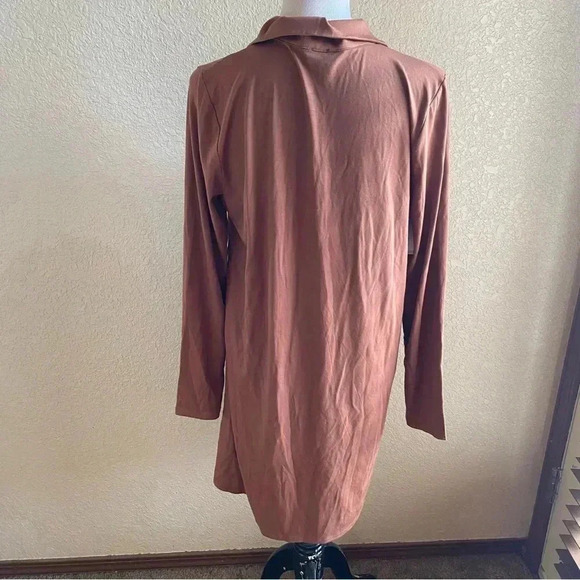 Aritzia Wilfred Free Pose Button Down Shirt Dress Soft Jersey Long Sleeve Mini - Picture 5 of 10